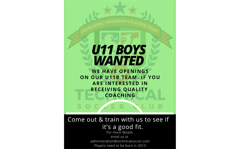 U11 Boys Spots Open