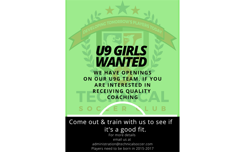 U9 Girls Wanted
